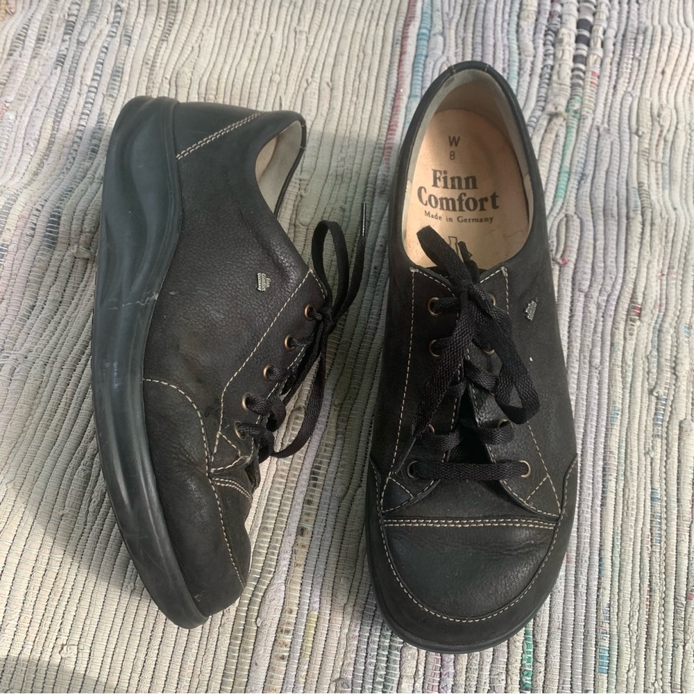 Finn Comfort Ikebukuro Black Nubuck Soft Footbed Shoes